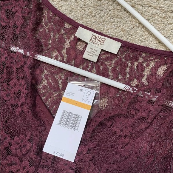 Women vintage america blues long sleeve dress Blouse purple Small - Picture 4 of 5